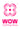 Logo of WOW Clothing Store with pink flowered design on a white background