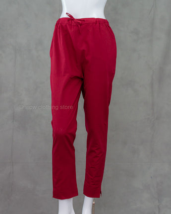 Red cotton bottom on a mannequin against a gray background