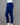 Navy blue cotton pants on a mannequin against a gray background