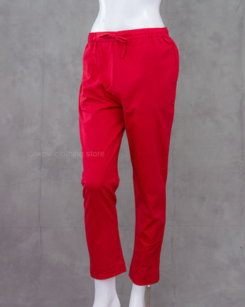 Red cotton bottom on a mannequin against a gray background