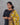 Women's butta black cotton 3pc kurti suit left side view