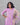 Model wearing women's floral lavender semi-tissue 3pc kurti set with dupatta
