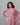 Model wearing women's floral pearly purple semi-tissue 3pc kurti set with dupatta