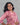 Women's floral puce pink semil-tissue 3pc kurti set with dupatta right side view
