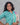 Women's floral tiffany blue semi-tissue 3pc kurti set with dupatta right side view