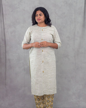 Women's printed light gray cotton 2pc kurti set for everyday wear
