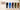 Mannequins wearing pants in various colors with a color swatch on a beige background