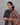 Women's butta black semil-silk 3pc kurti set with dupatta left side view