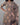Close-up of floral on women's coffee brown modal 3pc kurti set with dupatta