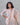 Model wearing women's floral lavender blush semil-tissue 3pc kurti set with dupatta