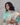Women's floral tiffany blue semi-tissue 3pc kurti set with dupatta left side view