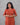 Model wearing women's neck work red brown cotton 2pc kurti set